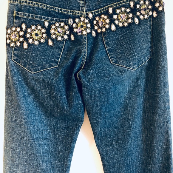 Swarovski Crystal stunning Statement Jeans Flared size 25 - Picture 3 of 8